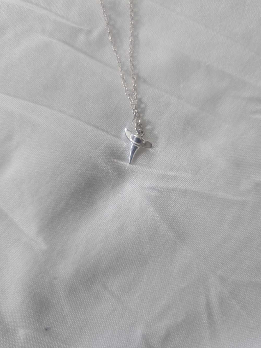 Sterling Silver Shark Tooth Pendant Necklace - Silver